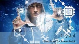  Presentation with intelligence - Audience pleasing presentation consisting of man-in-artificial-intelligence-concept backdrop and a light blue colored foreground