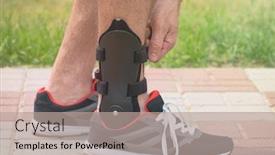  Presentation with ankle - Presentation theme enhanced with man-in-athletic-sneakers-wearing background and a coral colored foreground