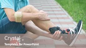  Presentation with ankle - Amazing PPT theme having man-in-athletic-sneakers-wearing backdrop and a gray colored foreground