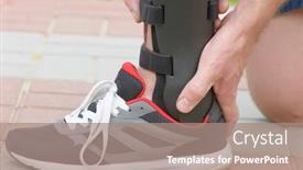  Presentation with ankle - Presentation design featuring man-in-athletic-sneakers-wearing background and a coral colored foreground