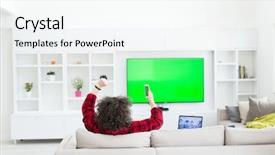  Presentation with television watching - Amazing slides having man in bathrobe enjoying free backdrop and a sky blue colored foreground