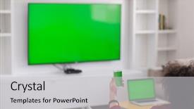  Presentation with television watching - Slide deck enhanced with man in bathrobe enjoying free background and a light gray colored foreground