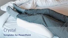  Presentation with foam - PPT theme having man-in-bed-leans background and a sky blue colored foreground