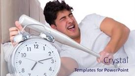  Presentation with insomnia - Audience pleasing presentation theme consisting of man-in-bed-suffering backdrop and a sky blue colored foreground