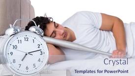  Presentation with insomnia - PPT layouts featuring man-in-bed-suffering background and a sky blue colored foreground