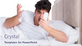  Presentation with insomnia - Amazing PPT layouts having man-in-bed-suffering backdrop and a sky blue colored foreground