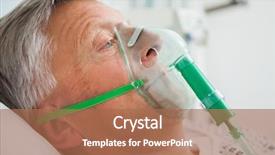  Presentation with hospital mask - PPT theme enhanced with man in bed with oxygen background and a coral colored foreground