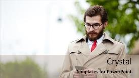  Presentation with elegant - Theme having man in beige trench-coat background and a  colored foreground