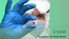  Presentation with biohazard - Amazing PPT theme having man-in-biohazard-suit backdrop and a seafoam green colored foreground