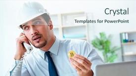  Presentation with mining - Audience pleasing slide deck consisting of man in bitcoin mining business backdrop and a sky blue colored foreground