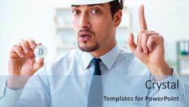  Presentation with mining - Amazing slide set having man in bitcoin mining business backdrop and a  colored foreground