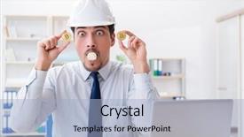  Presentation with mining - Slide deck featuring man in bitcoin mining business background and a  colored foreground