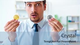  Presentation with mining - Amazing slide deck having man in bitcoin mining business backdrop and a  colored foreground