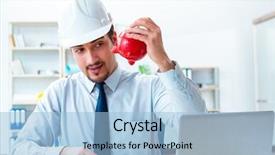  Presentation with mining - PPT layouts having man in bitcoin mining business background and a light blue colored foreground