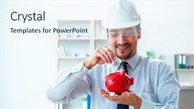  Presentation with mining - Presentation design featuring man in bitcoin mining business background and a sky blue colored foreground