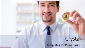  Presentation with data mining data minig concept - PPT theme having man in bitcoin mining business background and a  colored foreground