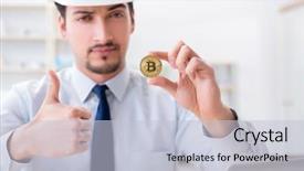  Presentation with mining - Cool new slide deck with man in bitcoin mining business backdrop and a  colored foreground
