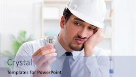  Presentation with mining - PPT theme having man-in-bitcoin-mining-business background and a light blue colored foreground