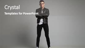  Presentation with black man - Slides with man in black leather jacket background and a gray colored foreground