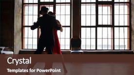  Presentation with tango dance - Presentation theme with man in black suit dance background and a tawny brown colored foreground