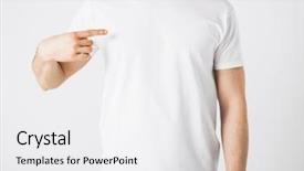  Presentation with blank - Colorful presentation theme enhanced with man in blank t-shirt backdrop and a white colored foreground