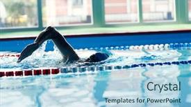  Presentation with adventure sports man - Audience pleasing theme consisting of man in blue cap floating backdrop and a light blue colored foreground