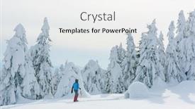  Presentation with winter scene - Beautiful PPT theme featuring man-in-blue-jacket-building backdrop and a white colored foreground