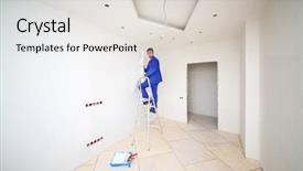  Presentation with paint - Amazing presentation design having man in blue on ladder backdrop and a light gray colored foreground