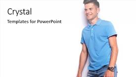  Presentation with polo - PPT layouts with man in blue polo shirt background and a white colored foreground