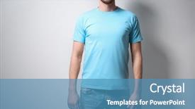  Presentation with breast cancer light shirt - Presentation design featuring man in blue t-shirt background and a teal colored foreground