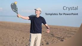  Presentation with white sand - Amazing presentation theme having man-in-blue-t-shirt backdrop and a light blue colored foreground