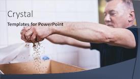  Presentation with craft beer - Presentation design having man-in-brewery-preparing-malt background and a sky blue colored foreground