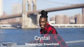  Presentation with new york - Presentation theme featuring man in brooklyn new york background and a seafoam green colored foreground