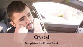  Presentation with traffic jam - Cool new PPT layouts with man in car during traffic backdrop and a coral colored foreground