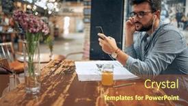  Presentation with alone - Slide deck having man-in-casual-wear-sitting background and a tawny brown colored foreground