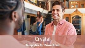  Presentation with contactless - Slide set enhanced with man-in-clothing-store-making background and a coral colored foreground