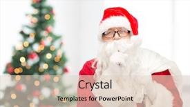  Presentation with christmas holidays - Audience pleasing PPT theme consisting of man in costume of santa backdrop and a  colored foreground