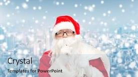  Presentation with christmas holidays - Beautiful slides featuring man in costume of santa backdrop and a  colored foreground