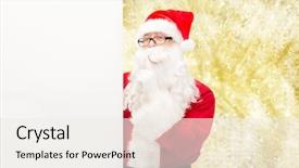  Presentation with christmas holidays - Slides consisting of man in costume of santa background and a  colored foreground