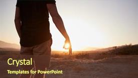  Presentation with sun desert - Cool new PPT theme with man in desert circling setting backdrop and a tawny brown colored foreground