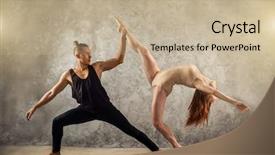  Presentation with dynamic - Presentation having man in dynamic action figure background and a mint green colored foreground