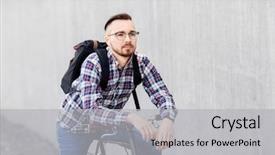  Presentation with travel and tourism - Slide deck consisting of man in earphones with fix background and a light gray colored foreground