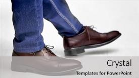  Presentation with leather shoes - PPT theme with man in elegant leather shoes background and a light gray colored foreground