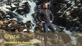  Presentation with waterfall - PPT theme consisting of man-in-front-of-latefossen background and a tawny brown colored foreground