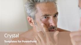  Presentation with automotive mirror - Colorful PPT theme enhanced with man in front of mirror backdrop and a coral colored foreground