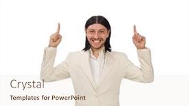  Presentation with funny - Slides enhanced with man-in-funny-concept-isolated background and a  colored foreground