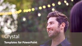  Presentation with summer party - PPT theme having man-in-garden-at-home background and a gray colored foreground