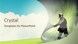  Presentation with turning page - Slide deck enhanced with man in gas mask turn background and a cream colored foreground
