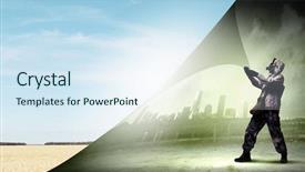  Presentation with turning page - Presentation design enhanced with man in gas mask turn background and a  colored foreground