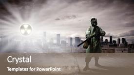  Presentation with disaster - PPT theme having man in gas mask background and a gray colored foreground